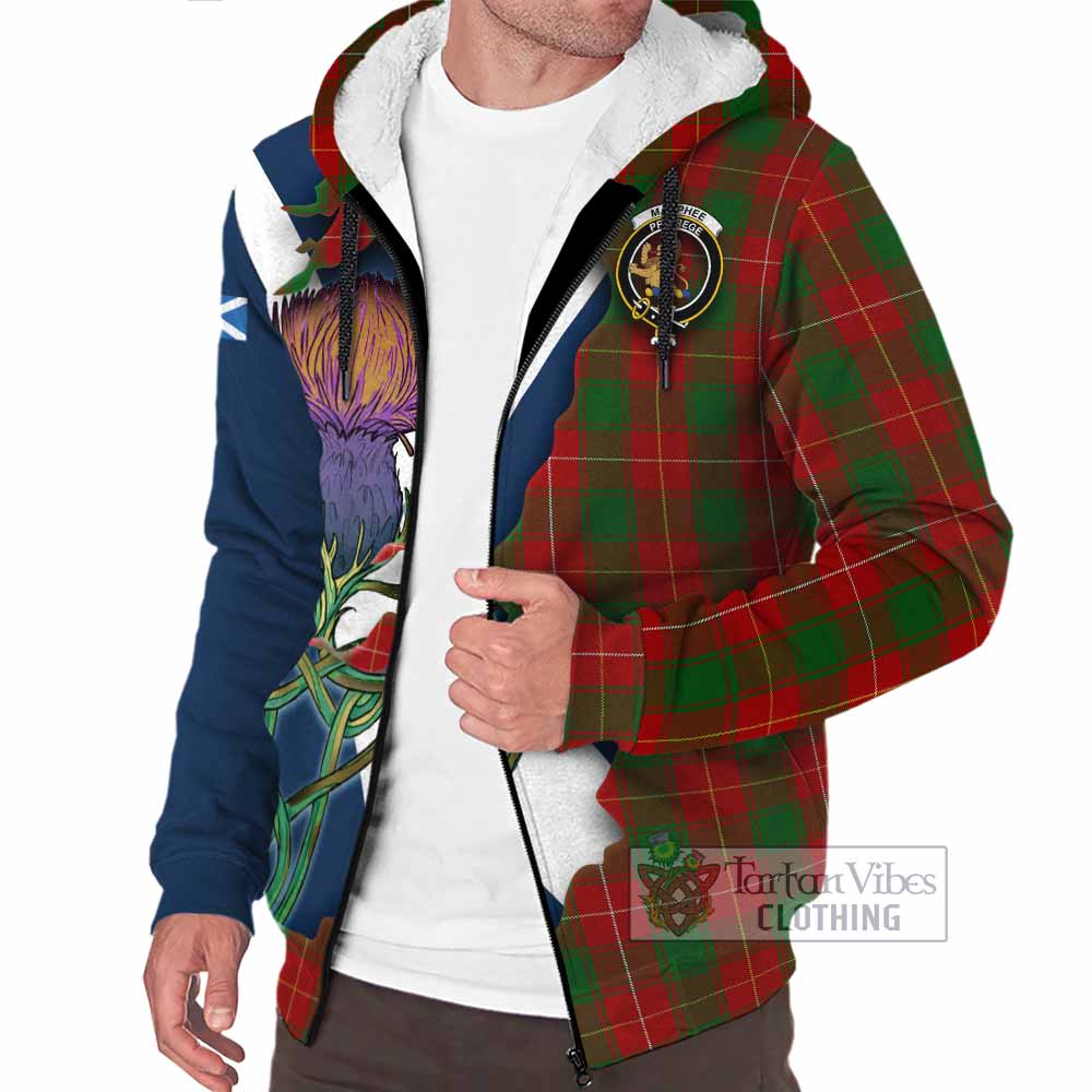 Tartan Vibes Clothing MacPhee (McPhee) Tartan Family Crest Sherpa Hoodie Scottish Thistle Celtic Inspired