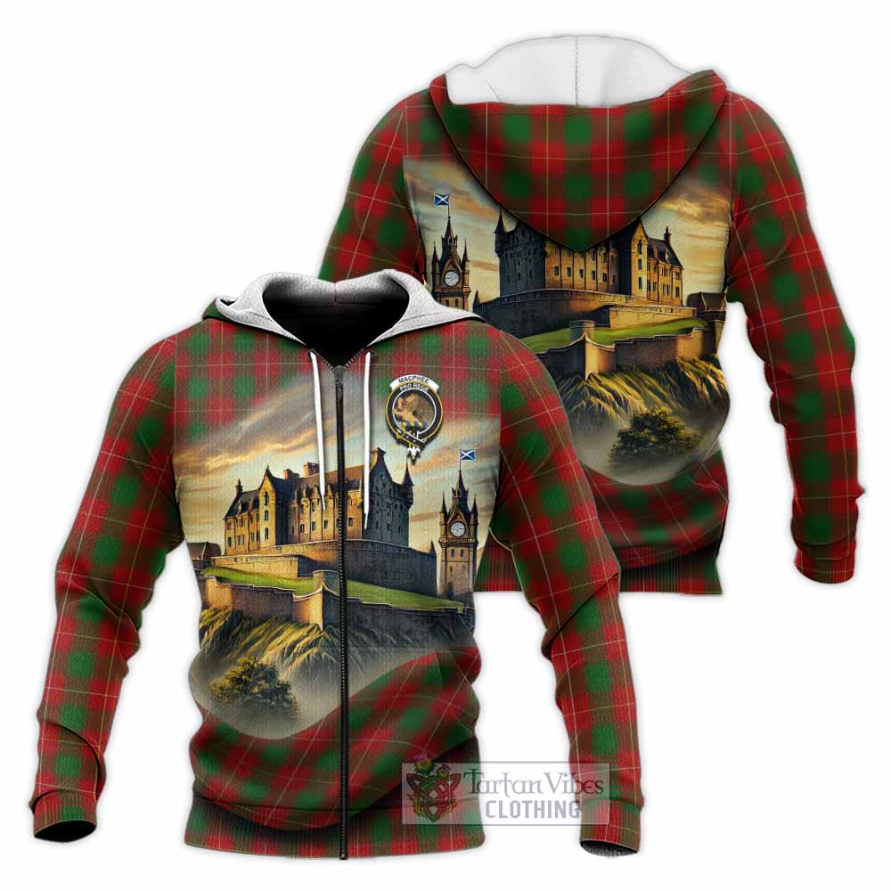 MacPhee (McPhee) Tartan Family Crest Knitted Hoodie with Scottish Ancient Castle Style Unisex Knitted Zip Hoodie - Tartan Vibes Clothing
