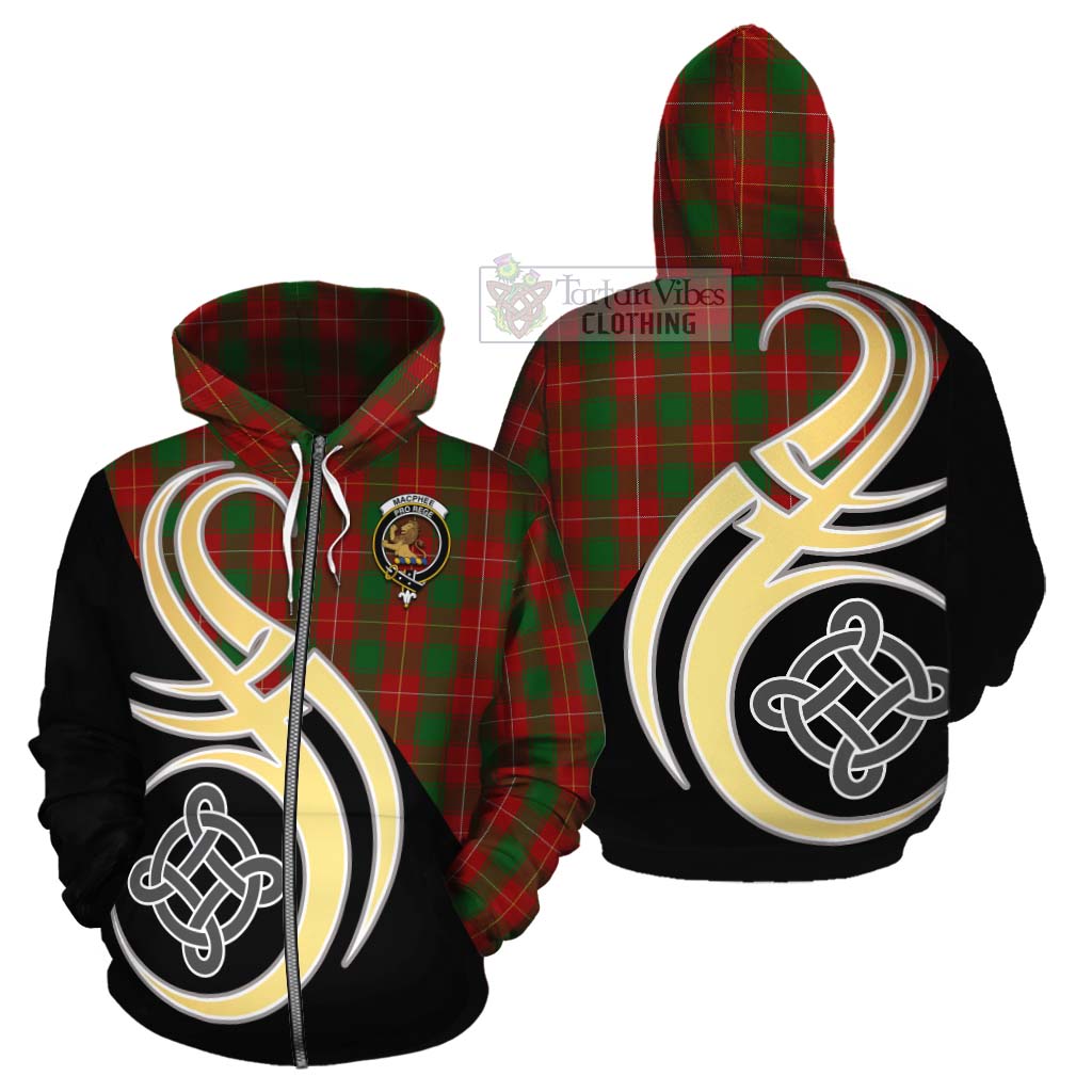 MacPhee (McPhee) Tartan Cotton Hoodie with Family Crest and Celtic Symbol Style - Tartan Vibes Clothing