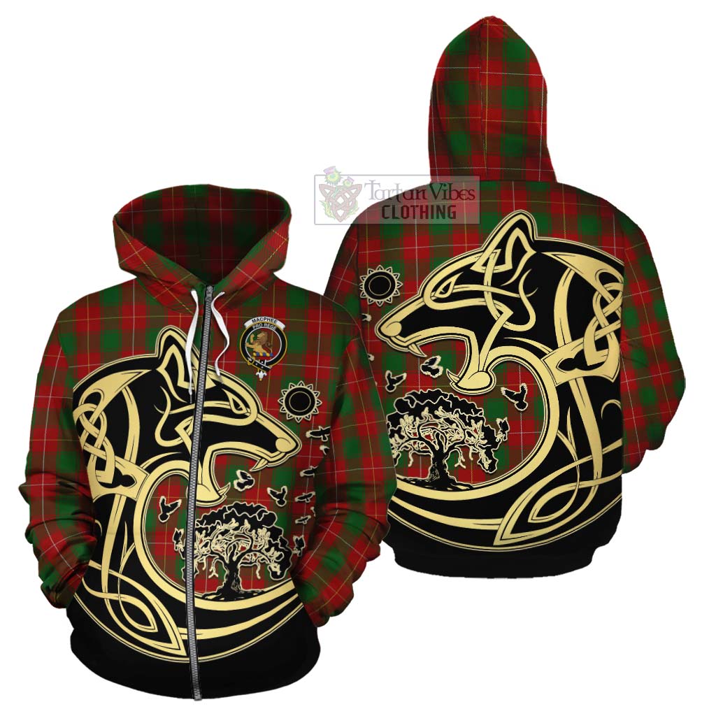 MacPhee (McPhee) Tartan Cotton Hoodie with Family Crest Celtic Wolf Style - Tartan Vibes Clothing