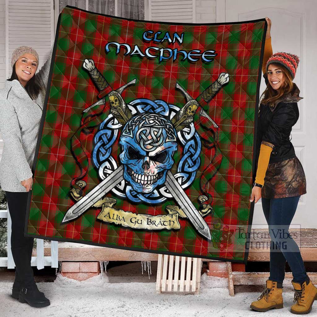 MacPhee (McPhee) Tartan Quilt with Celtic Skull Alba Gu Brath Style - Tartan Vibes Clothing