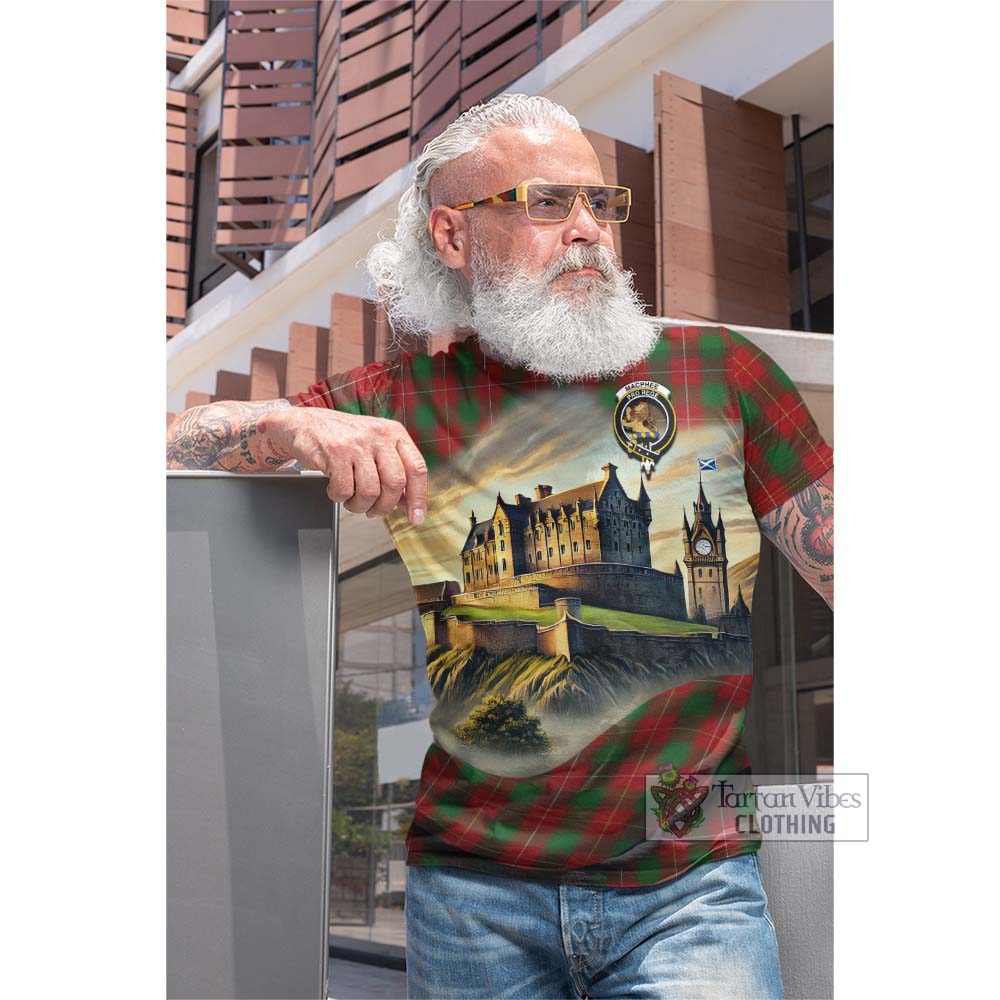 MacPhee (McPhee) Tartan Family Crest Cotton T-shirt with Scottish Ancient Castle Style - Tartan Vibes Clothing