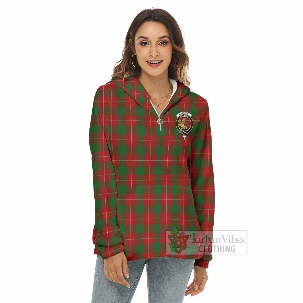 MacPhee (McPhee) Tartan Women's Borg Fleece Hoodie with Half Zip with Family Crest - Tartan Vibes Clothing