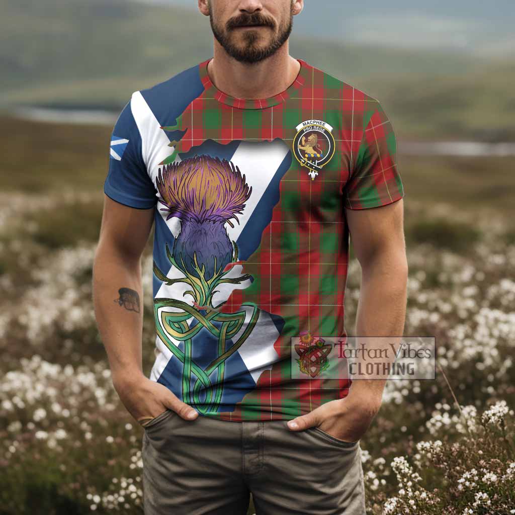 Tartan Vibes Clothing MacPhee (McPhee) Tartan Family Crest T-Shirt Scottish Thistle Celtic Inspired
