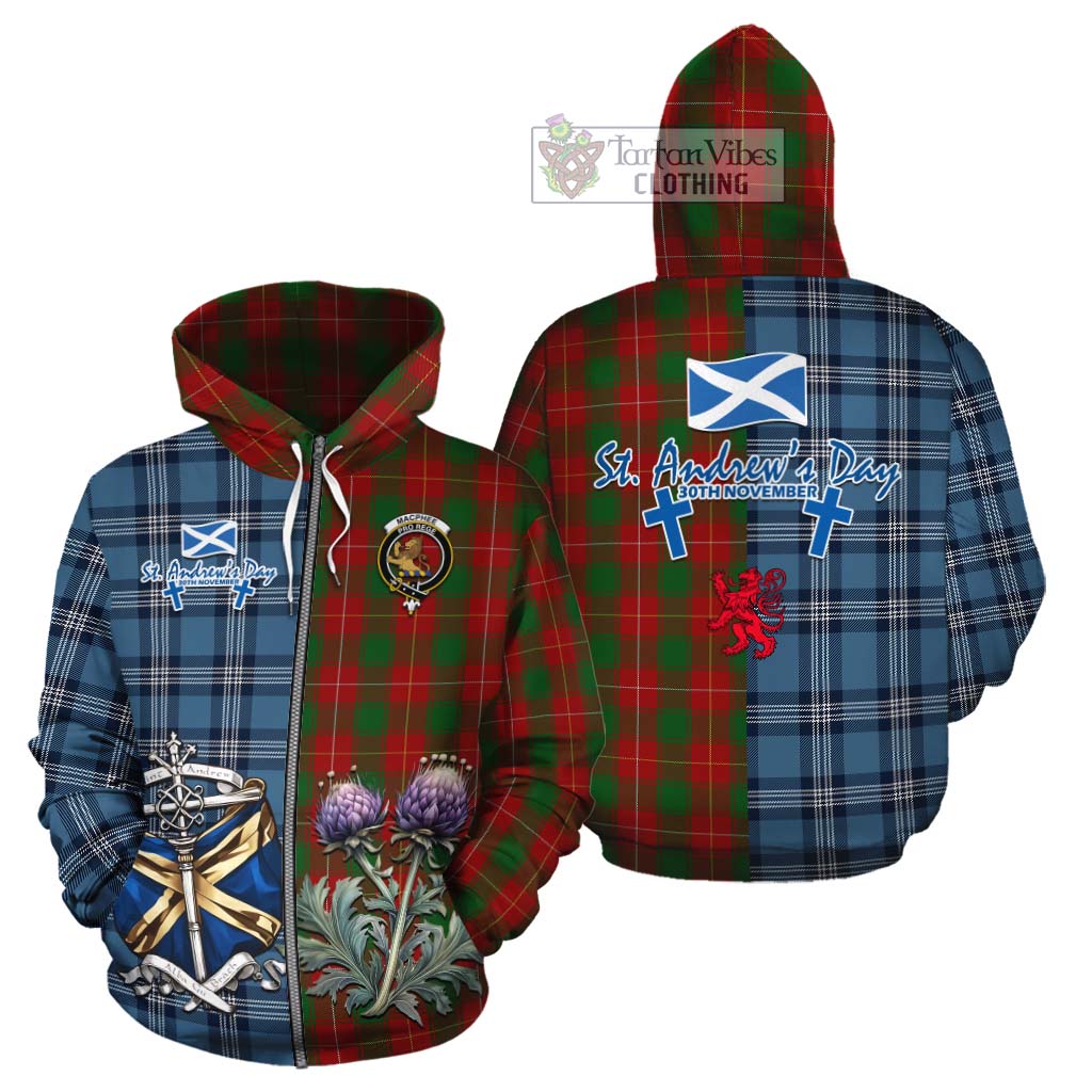 MacPhee (McPhee) Tartan Cotton Hoodie Happy St. Andrew's Day Half Tartan Style - Tartan Vibes Clothing