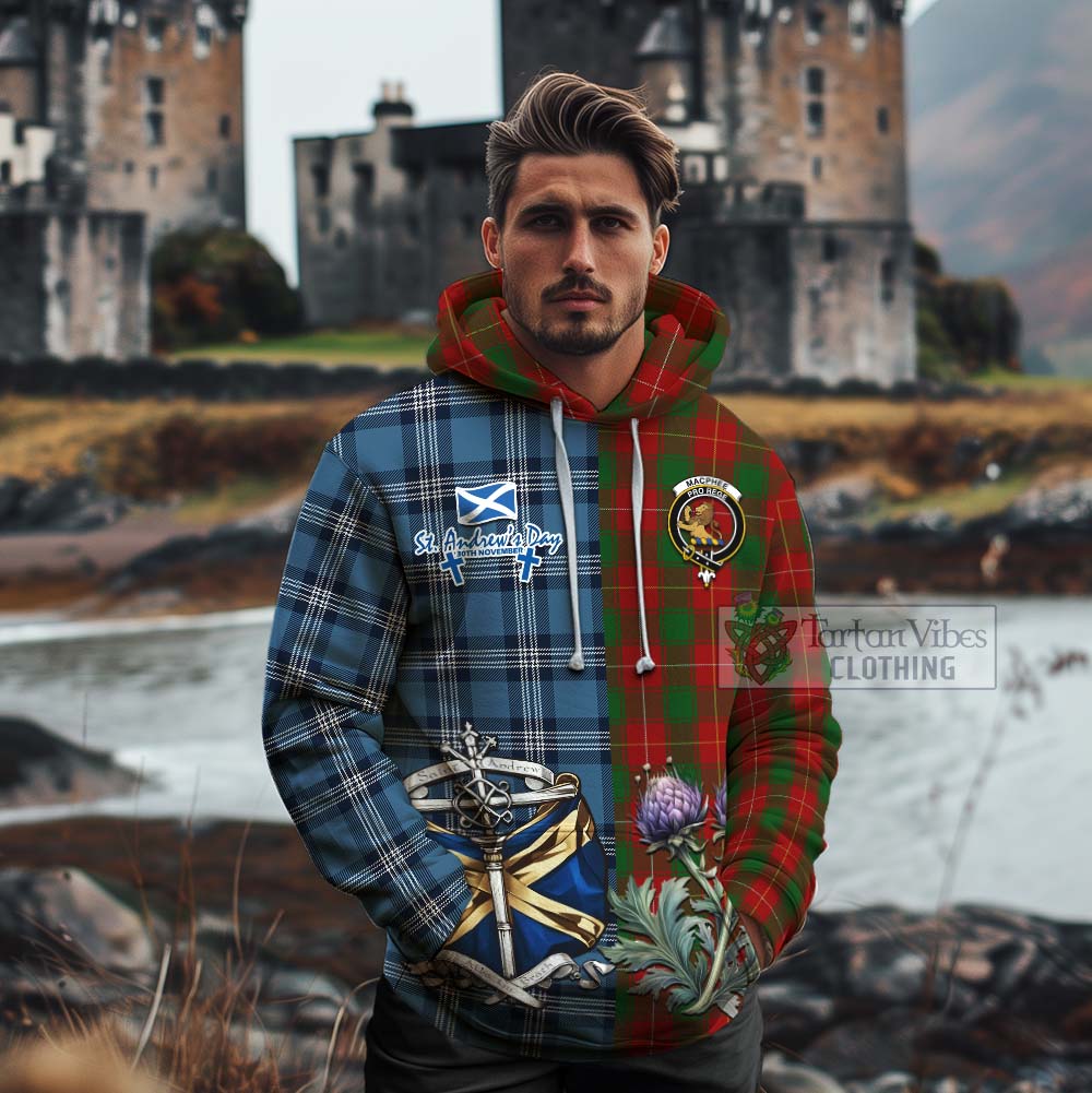MacPhee (McPhee) Tartan Cotton Hoodie Happy St. Andrew's Day Half Tartan Style - Tartan Vibes Clothing