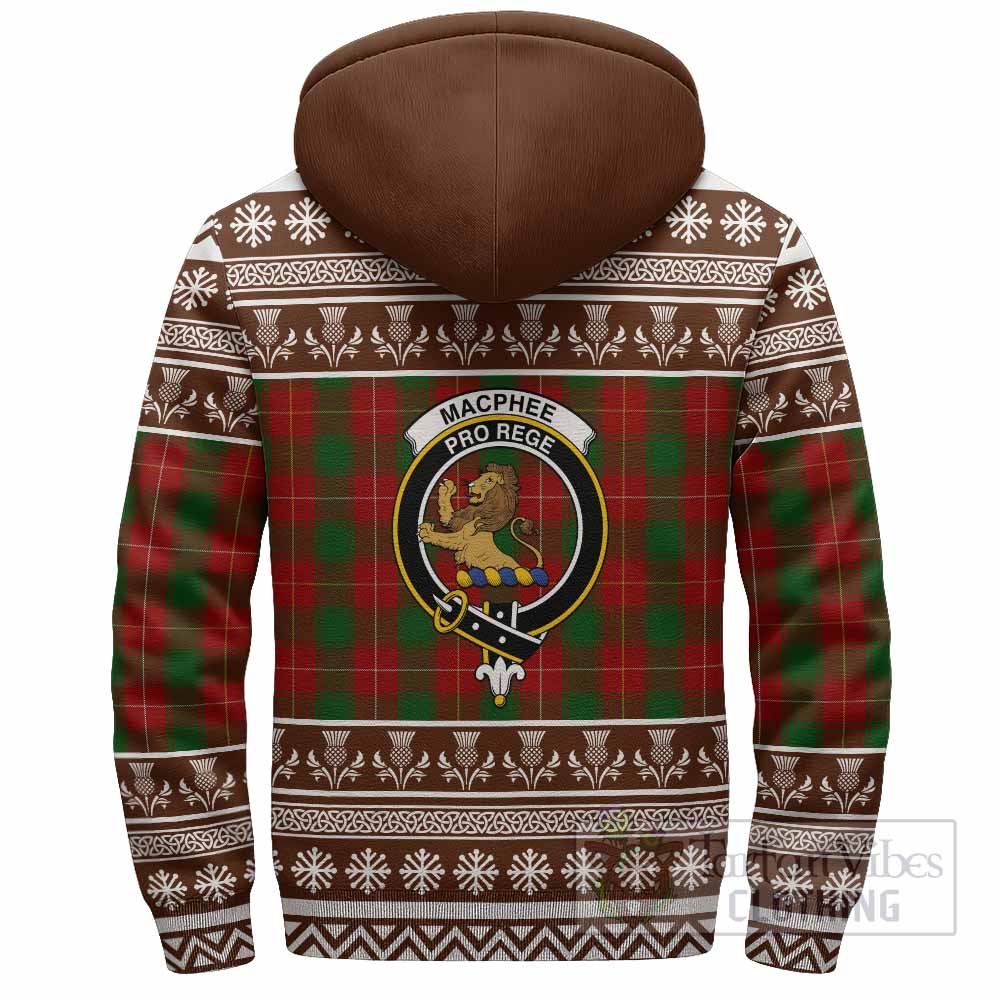 MacPhee (McPhee) Clan Tartan Christmas Fleece Hoodie with Family Crest - Tartan Vibes Clothing