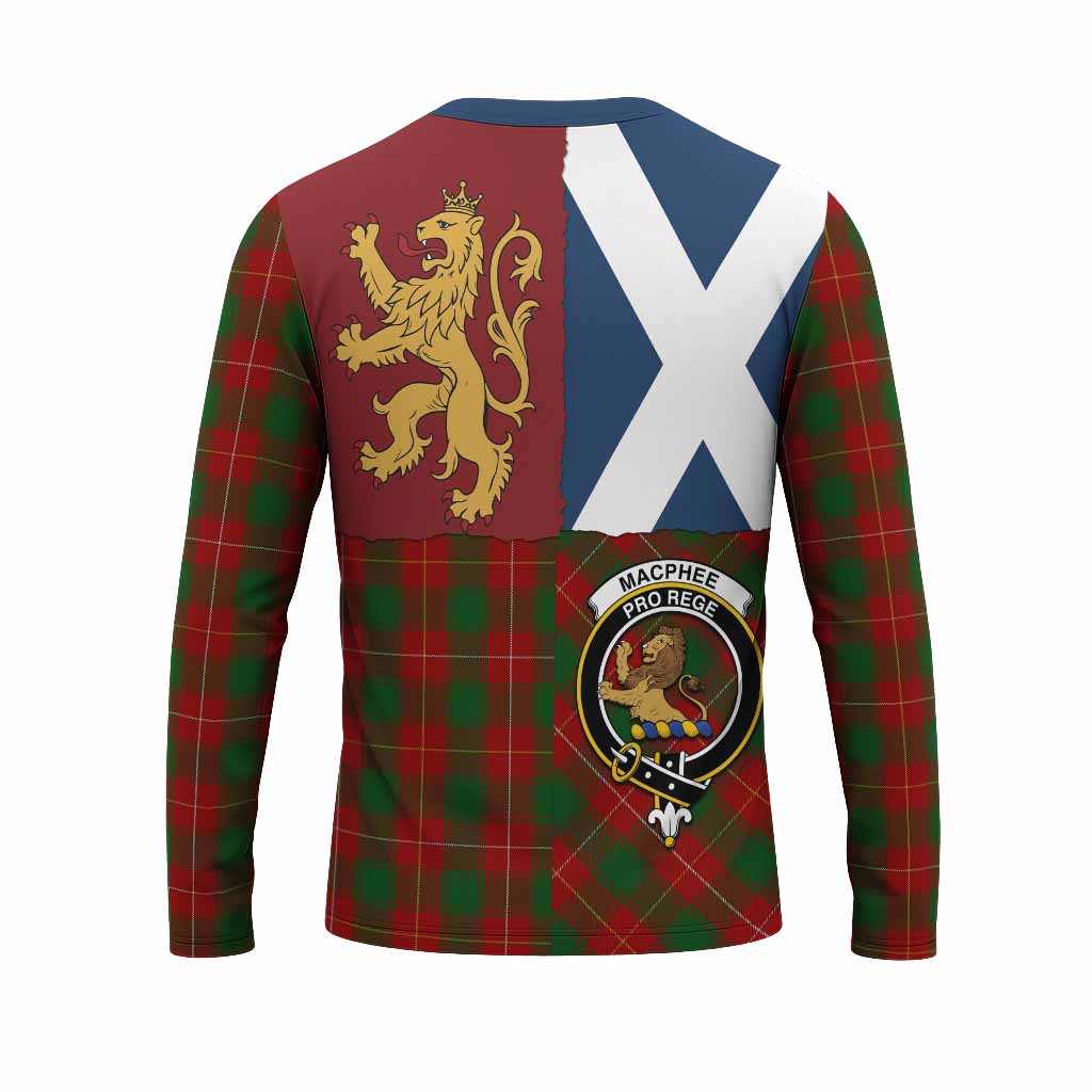 MacPhee (McPhee) Crest Tartan Long Sleeve T-Shirt with Lion Rampant Saltire Style