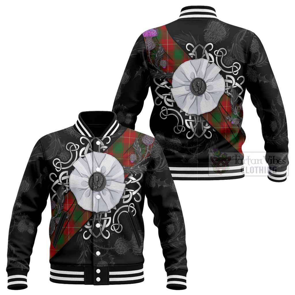 MacPhee (McPhee) Tartan Baseball Jacket Jacobite White Rose - Tartan Vibes Clothing