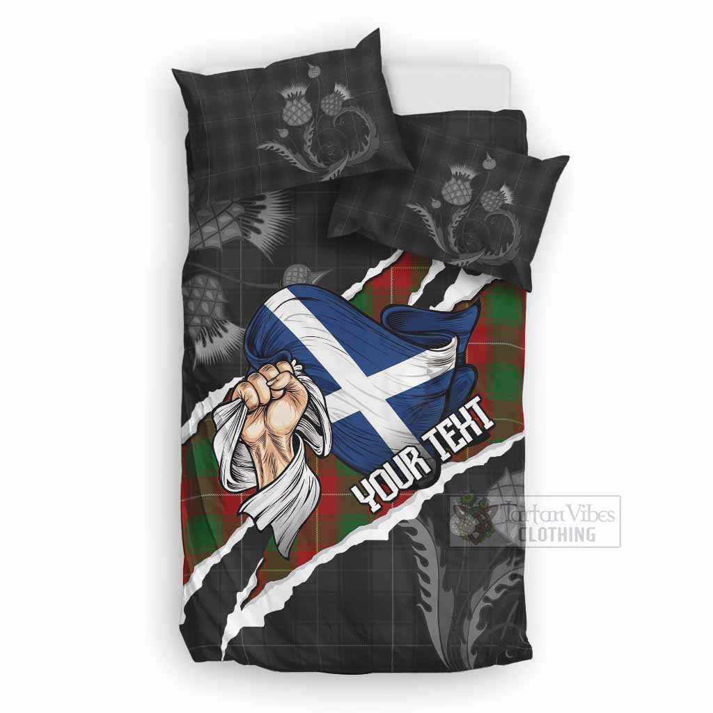 MacPhee (McPhee) Tartan Bedding Set Hands with Scotland National Flags