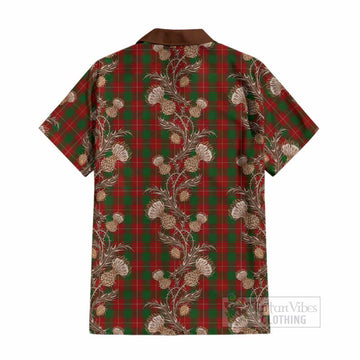 MacPhee (McPhee) Tartan Cotton Hawaiian Shirt Seamless Scottish Thistle Flowers