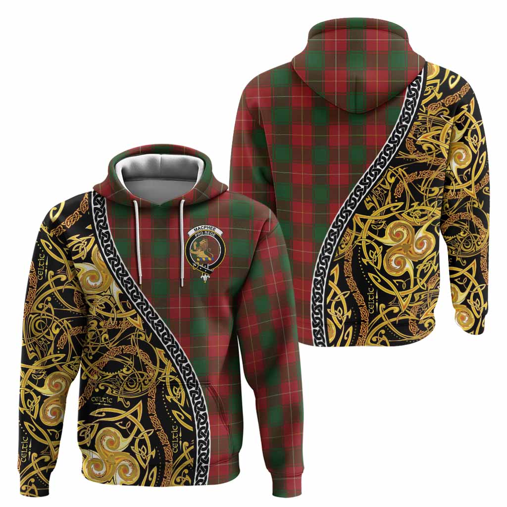 MacPhee (McPhee) Tartan Crest Hoodie Celtic Knot and Triple Trickle Spiral Symbols