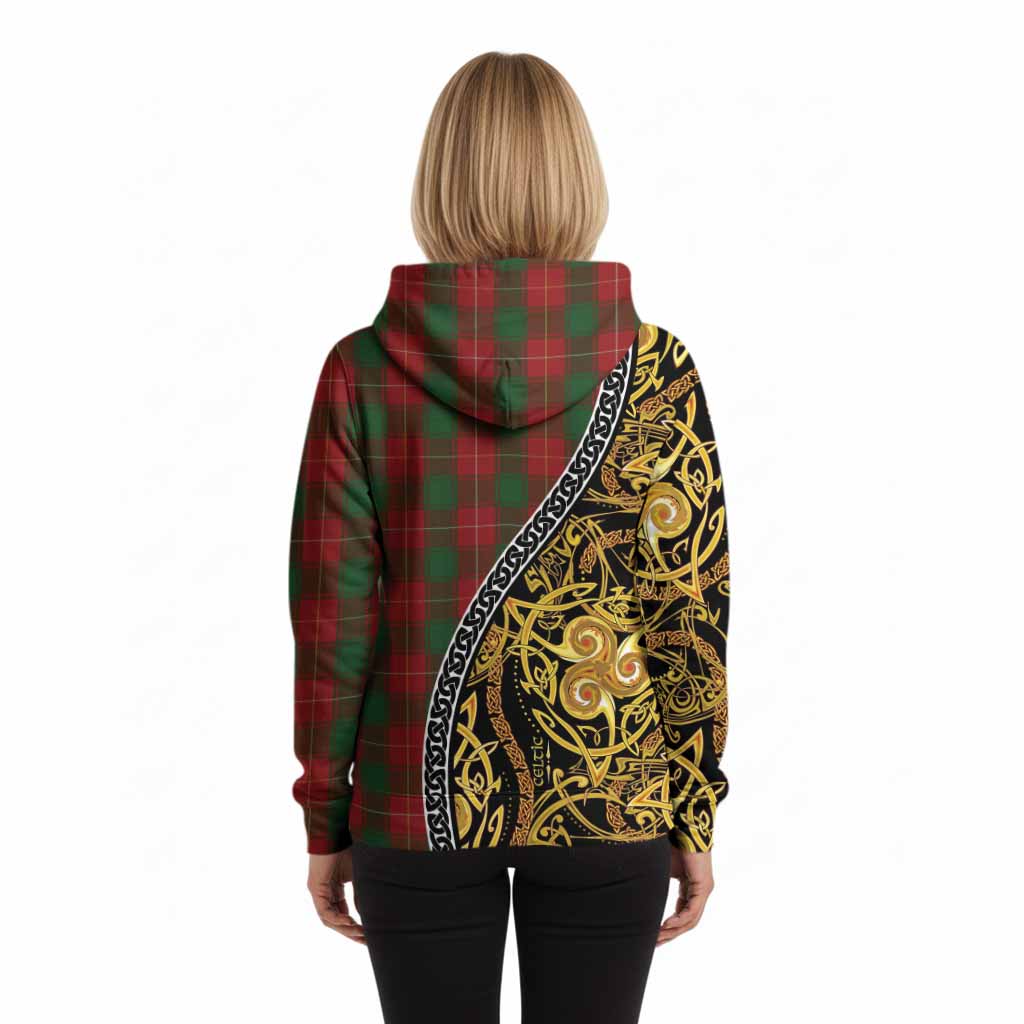 MacPhee (McPhee) Tartan Crest Hoodie Celtic Knot and Triple Trickle Spiral Symbols