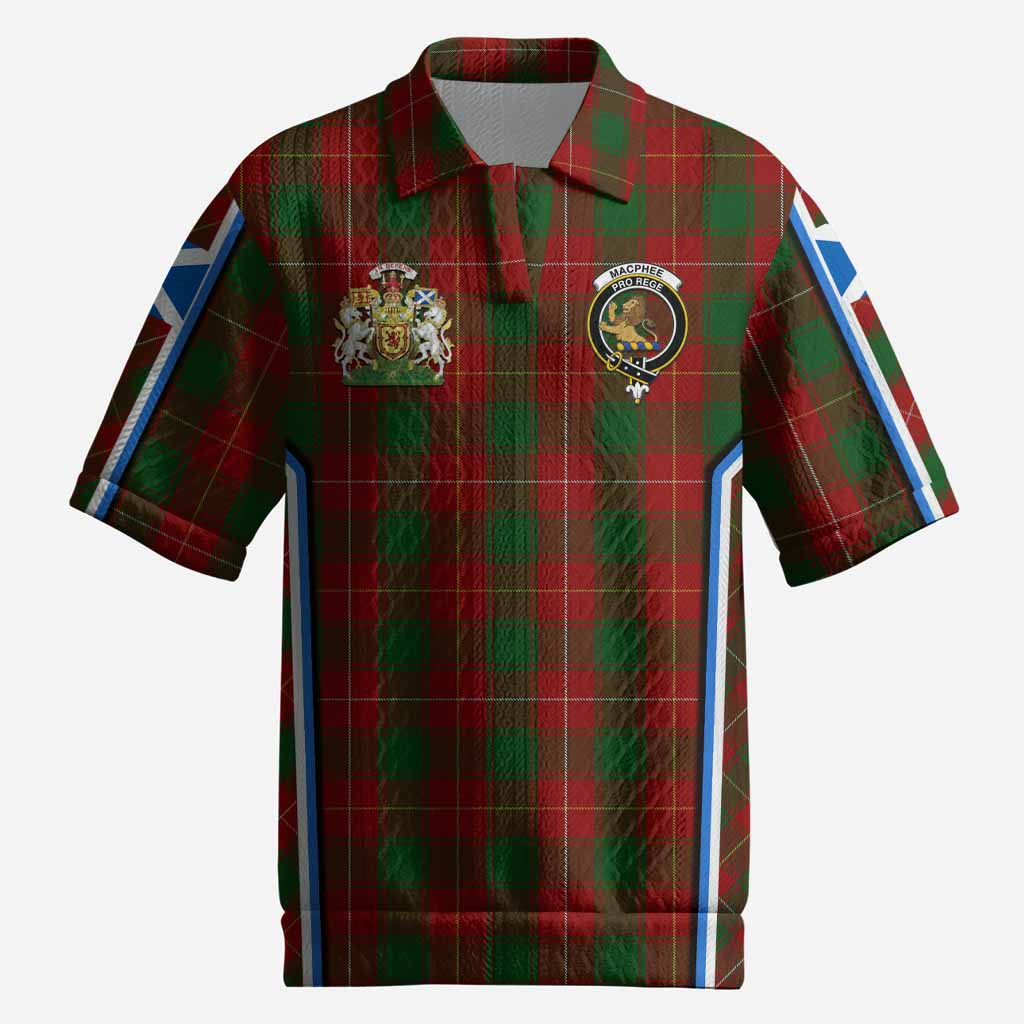 MacPhee (McPhee) Tartan Crest Men’s Polo Sweater Top Scotland Coat of Arm Flag Style