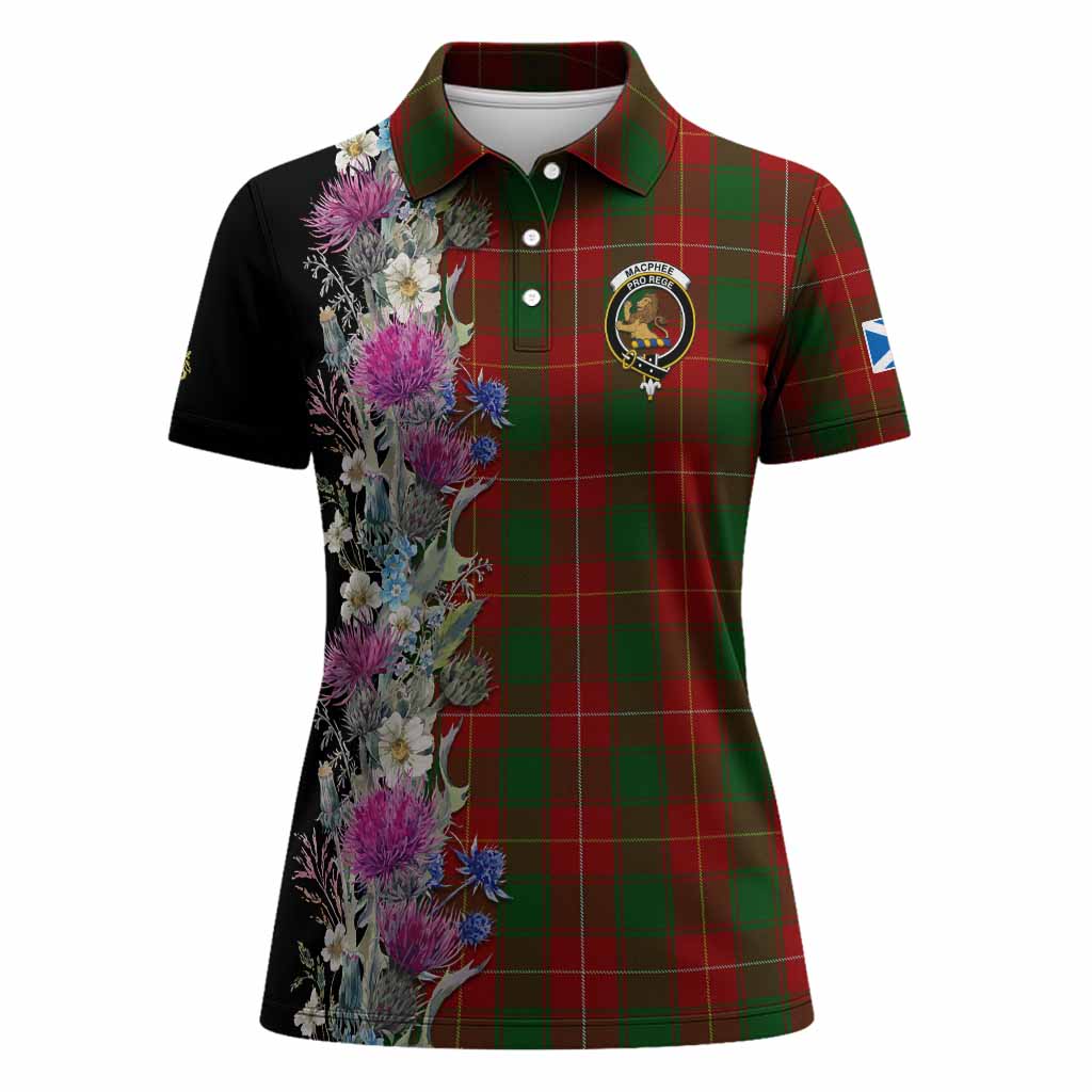 MacPhee (McPhee) Tartan Crest Thistle Floral Women Polo Shirt