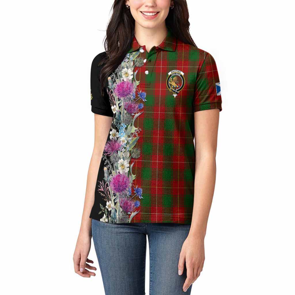 MacPhee (McPhee) Tartan Crest Thistle Floral Women Polo Shirt