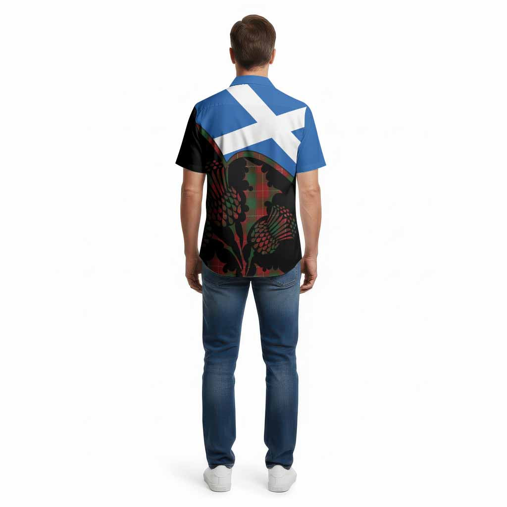 MacPhee (McPhee) Tartan Family Crest Cotton Hawaiian Shirt Scotland Thistle Floral Flag Style