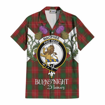 MacPhee (McPhee) Tartan Family Crest Cotton Hawaiian Shirt Scottish Burns Night Thistle Floral
