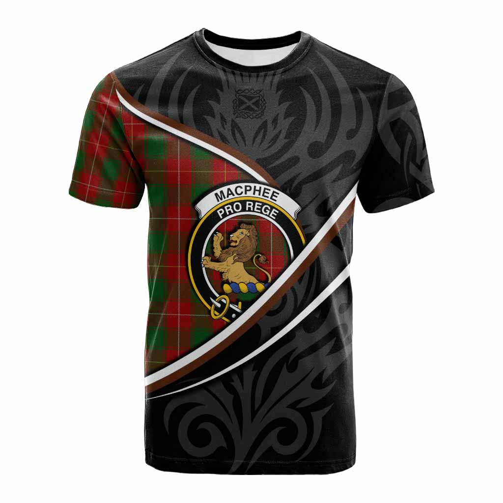 MacPhee (McPhee) Tartan Family Crest Cotton T-shirt Celtic Scottish Thistle Floral - Tartan Vibes Clothing