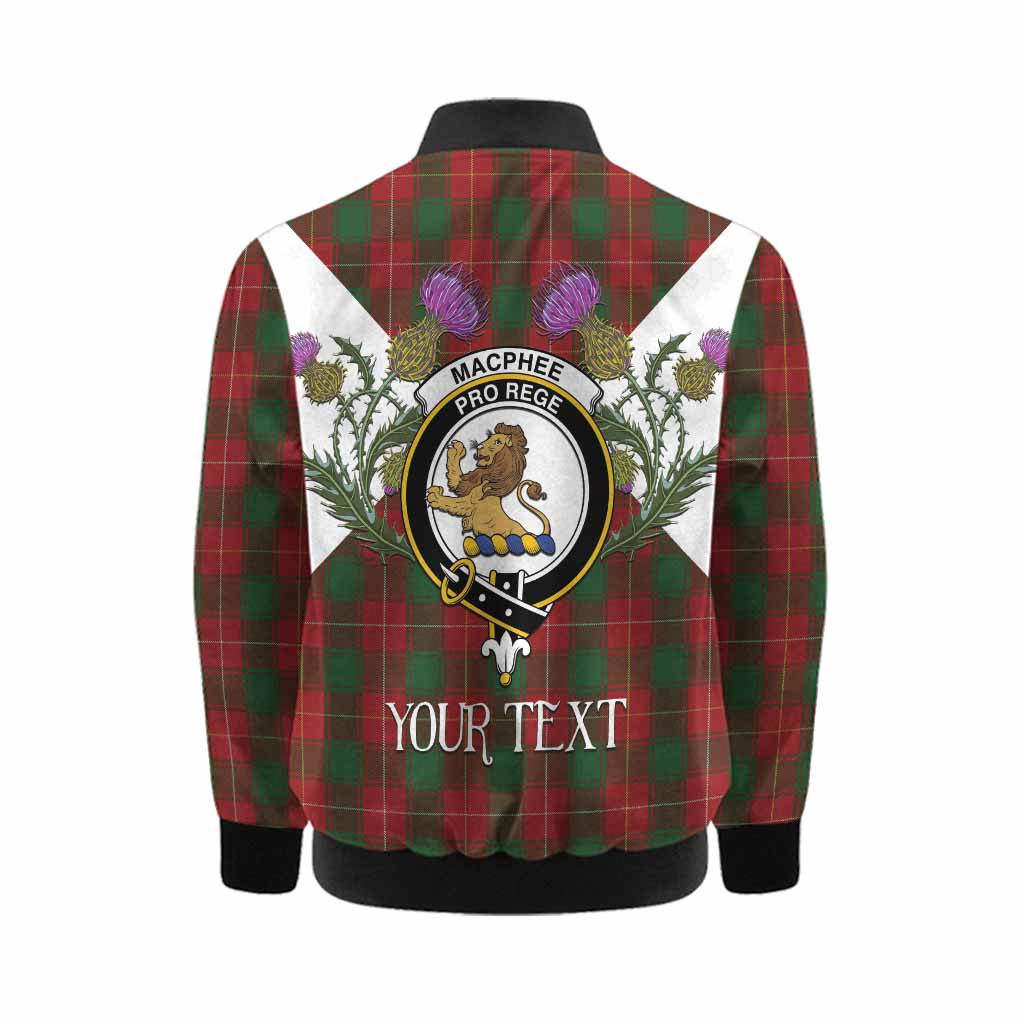 MacPhee (McPhee) Tartan Family Crest Kid Bomber Jacket Scottish Burns Night Thistle Floral