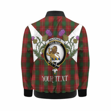 MacPhee (McPhee) Tartan Family Crest Kid Bomber Jacket Scottish Burns Night Thistle Floral