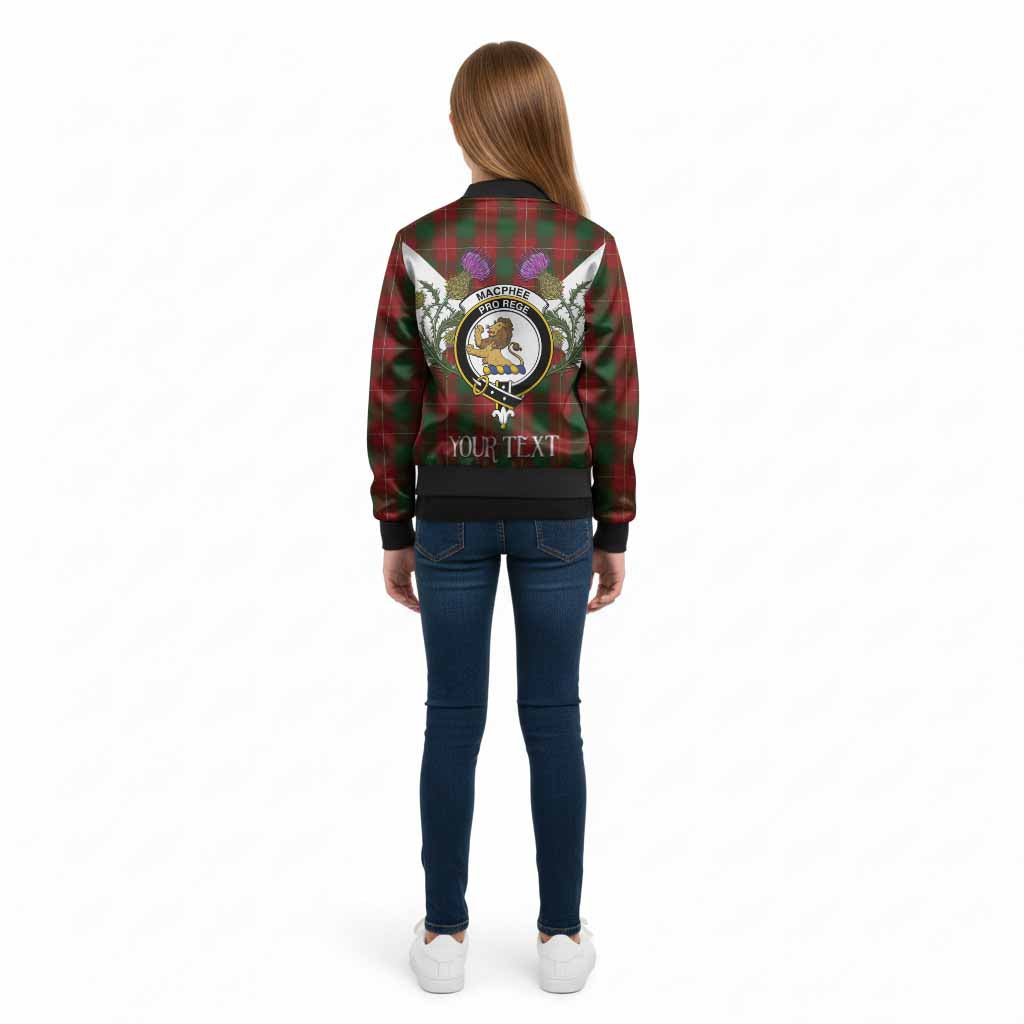 MacPhee (McPhee) Tartan Family Crest Kid Bomber Jacket Scottish Burns Night Thistle Floral