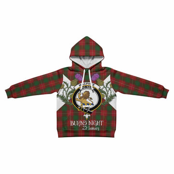 MacPhee (McPhee) Tartan Family Crest Kid Hoodie Scottish Burns Night Thistle Floral