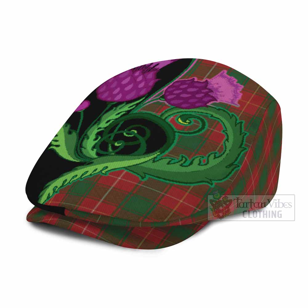 MacPhee (McPhee) Tartan Flat Cap, Jeff Cap Traditional Scottish Thistle