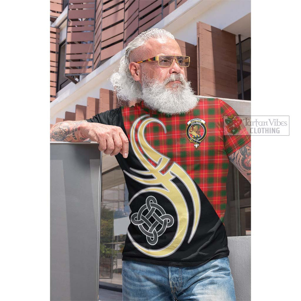 Tartan Vibes Clothing MacPhee Modern Tartan Cotton T-shirt with Family Crest and Celtic Symbol Style