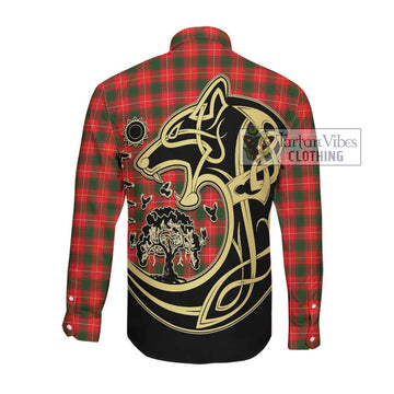 MacPhee Modern Tartan Long Sleeve Button Shirt with Family Crest Celtic Wolf Style Men's Shirt - Tartan Vibes Clothing