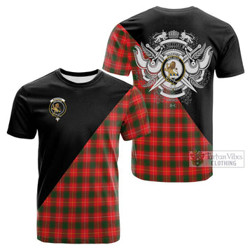 Tartan Vibes Clothing MacPhee Modern Tartan Cotton T-shirt with Family Crest and Military Logo Style