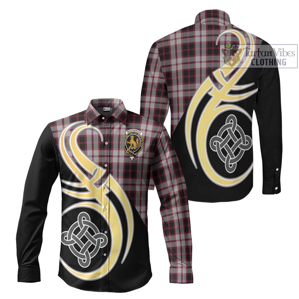 MacPherson (McPherson) Tartan Long Sleeve Button Shirt with Family Crest and Celtic Symbol Style Men's Shirt S - Tartan Vibes Clothing