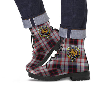 MacPherson Tartan Leather Boots with Family Crest