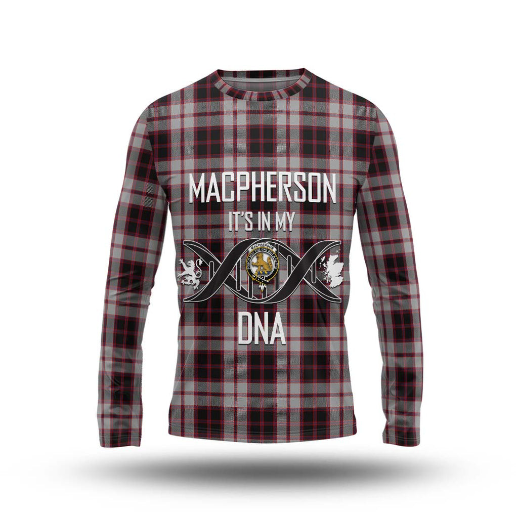 MacPherson (McPherson) Tartan Long Sleeve T-Shirt with Family Crest DNA In Me Style Unisex - Tartanvibesclothing Shop