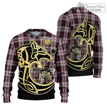 MacPherson (McPherson) Tartan Knitted Sweater with Family Crest Celtic Wolf Style Unisex - Tartan Vibes Clothing
