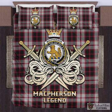 MacPherson Tartan Bedding Set with Clan Crest and the Golden Sword of Courageous Legacy