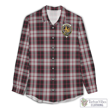 Tartan Vibes Clothing MacPherson Tartan Womens Casual Shirt with Family Crest