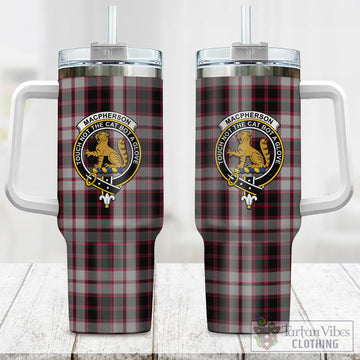 MacPherson Tartan and Family Crest Tumbler with Handle