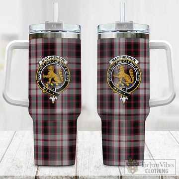Tartan Vibes Clothing MacPherson Tartan and Family Crest Tumbler with Handle