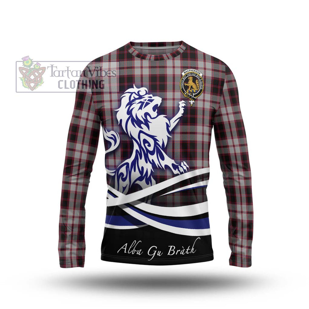 MacPherson (McPherson) Tartan Long Sleeve T-Shirt with Alba Gu Brath Regal Lion Emblem Unisex - Tartanvibesclothing Shop