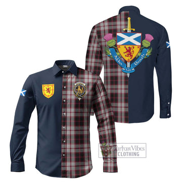 MacPherson (McPherson) Tartan Long Sleeve Button Shirt Alba with Scottish Lion Royal Arm Half Style