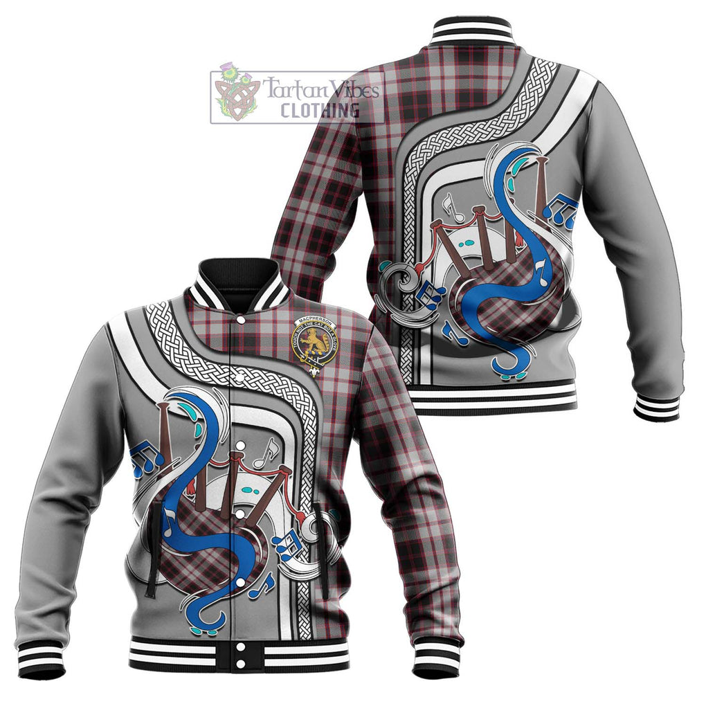 Tartan Vibes Clothing MacPherson Tartan Baseball Jacket with Epic Bagpipe Style