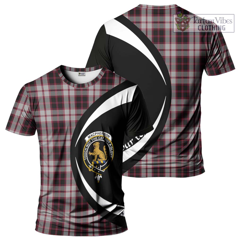 Tartan Vibes Clothing MacPherson Tartan T-Shirt with Family Crest Circle Style