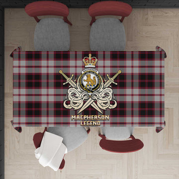 MacPherson Tartan Tablecloth with Clan Crest and the Golden Sword of Courageous Legacy