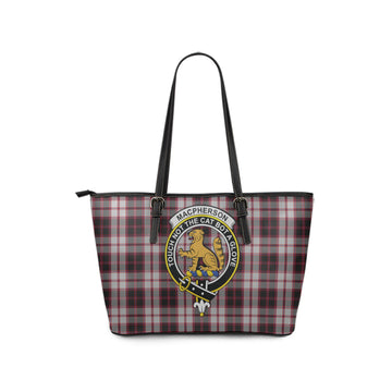 MacPherson Tartan Leather Tote Bag with Family Crest