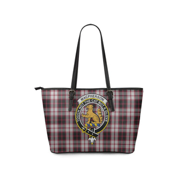 MacPherson (McPherson) Tartan Leather Tote Bag with Family Crest