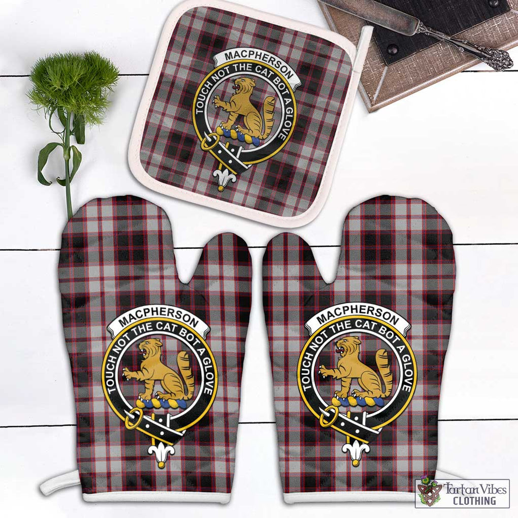 MacPherson (McPherson) Tartan Combo Oven Mitt & Pot-Holder with Family Crest Combo 1 Oven Mitt & 1 Pot-Holder White - Tartan Vibes Clothing