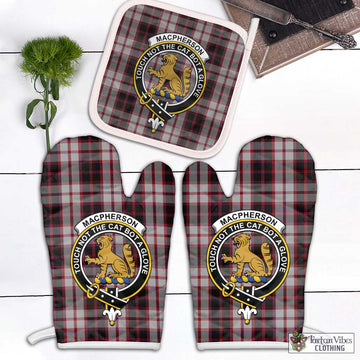 MacPherson (McPherson) Tartan Combo Oven Mitt & Pot-Holder with Family Crest Combo 1 Oven Mitt & 1 Pot-Holder White - Tartan Vibes Clothing