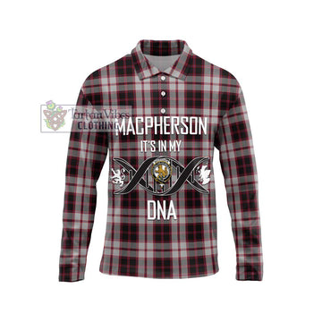 MacPherson (McPherson) Tartan Long Sleeve Polo Shirt with Family Crest DNA In Me Style Unisex - Tartanvibesclothing Shop