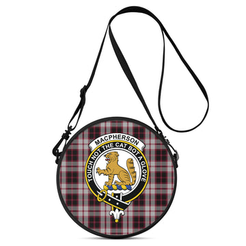 MacPherson Tartan Round Satchel Bags with Family Crest